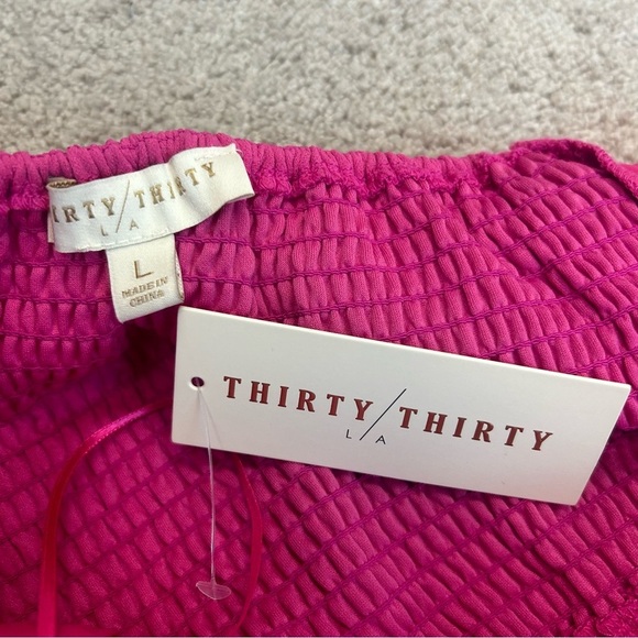 Thirty Thirty LA hot pink front bow strapless bandeau tube crop top Sz L NWT - Picture 5 of 10